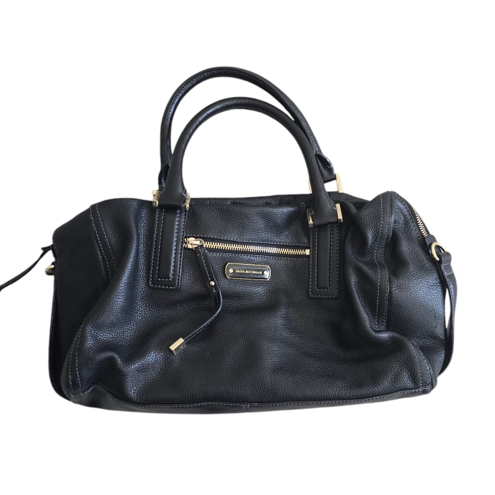 Dana Buchman Women's Black & Gold Pebbled Leather Shoulder Bag